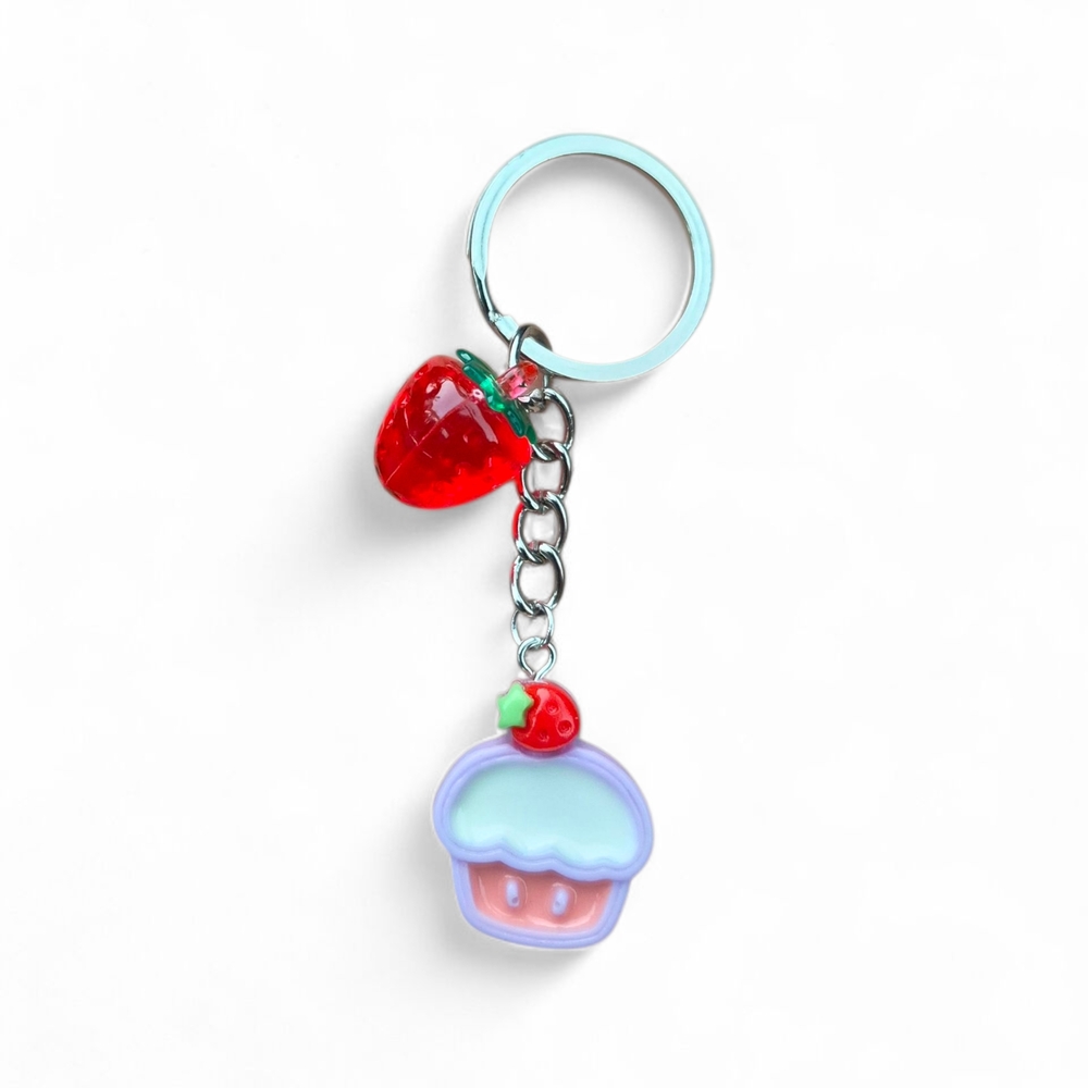 Strawberry Cupcake Keychain